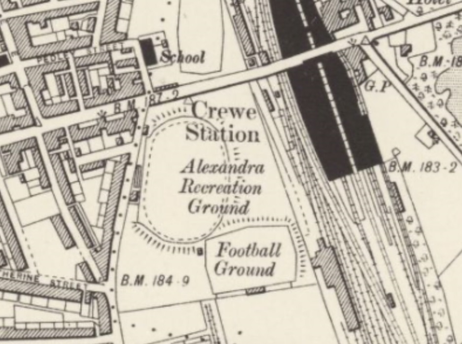 Crewe - Alexandra Recreation Ground : Map credit National Library of Scotland